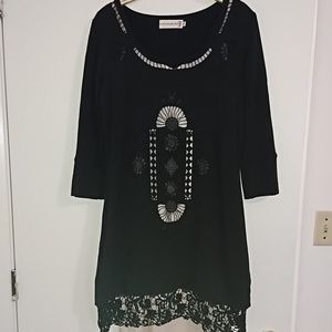 Johnny Was Black Lace Cutout 3/4 Dress Small 4LoveandLiberty